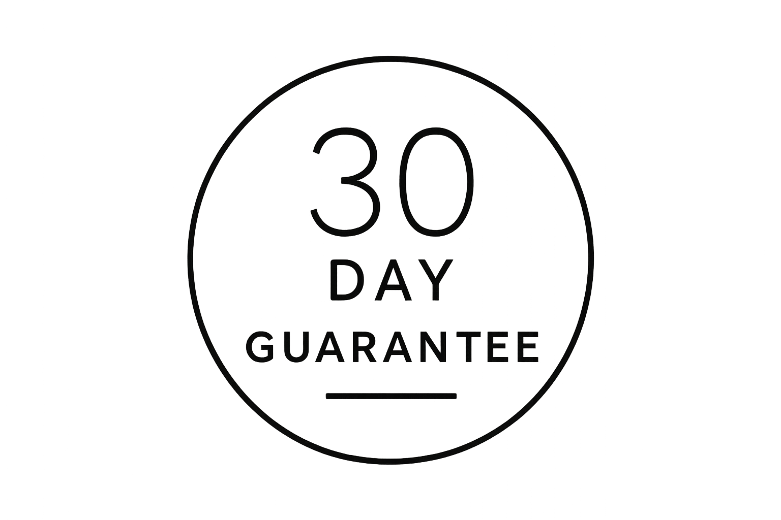 black simple line style 30 day guarantee